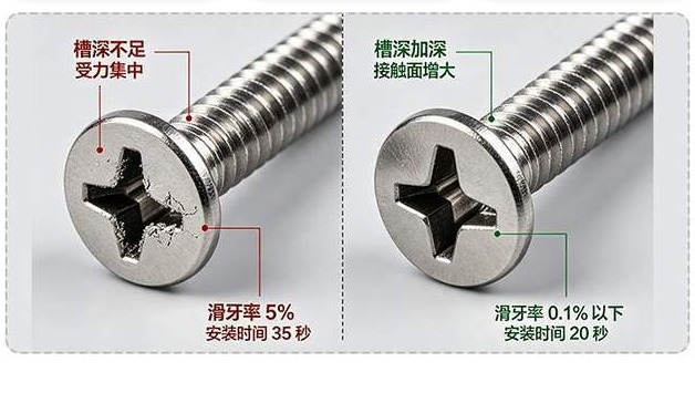 十字槽沉头螺钉 改良前后对比